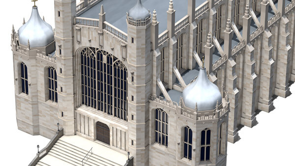 Infografik: Windsor Castle Eingang | Modelling, Texturierung, Beleuchtung & Rendering
