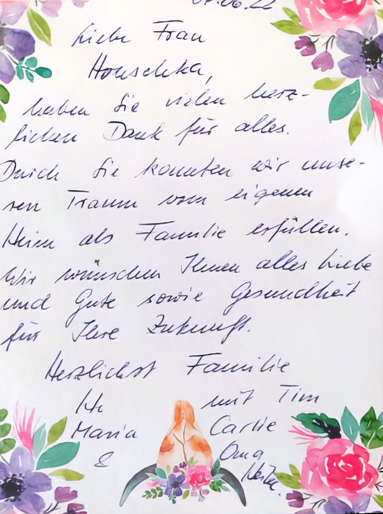 Kundenstimme: Dank an Immobilienmaklerin Sylvia Houschka