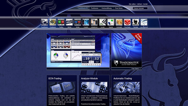 TradeMaster - Die Börsensoftware| Webdesign & Programmierung | Umsetzung in sieben Sprachen | 3D-Illustration und Animation | Webaktualisierung | Betreuung & Administration